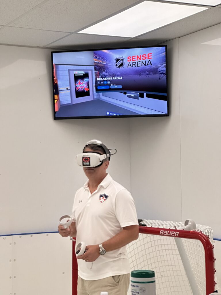 Sense Arena, a virtual reality hockey training system at the WFLF Human Performance Center.